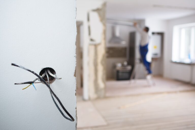 Electrical installations in an apartment being rebuilt