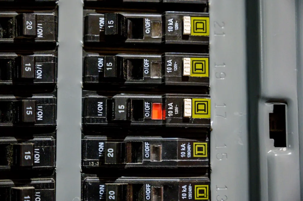 Tripped breaker in residential house electric box