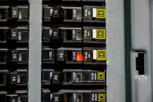Tripped breaker in residential house electric box